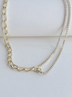 Collar Mix Eslabon Microzircones Rodio