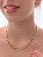 Collar Mix Eslabon Microzircones Rodio