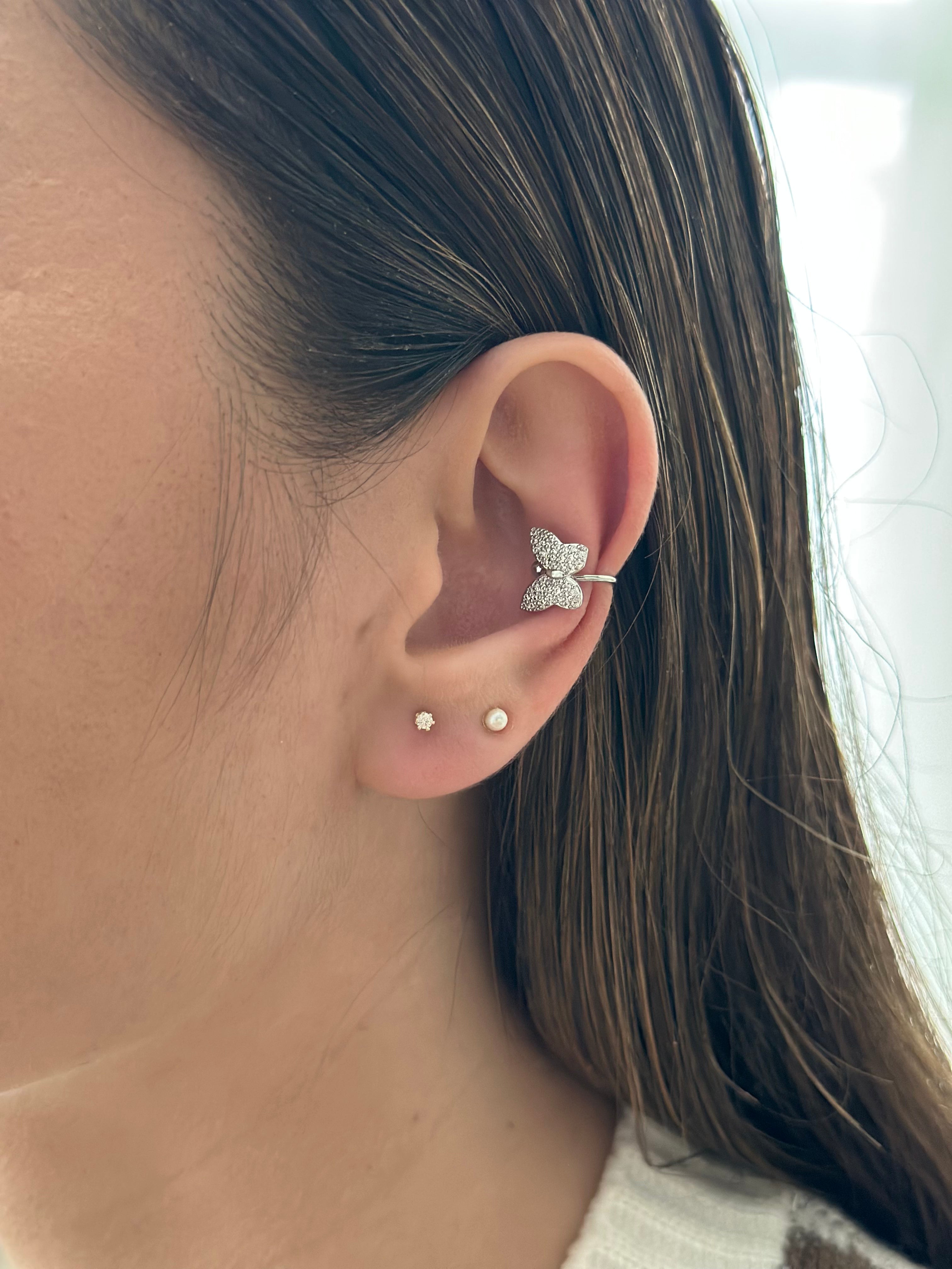 Earcuff Mariposa Microzircon Rodio