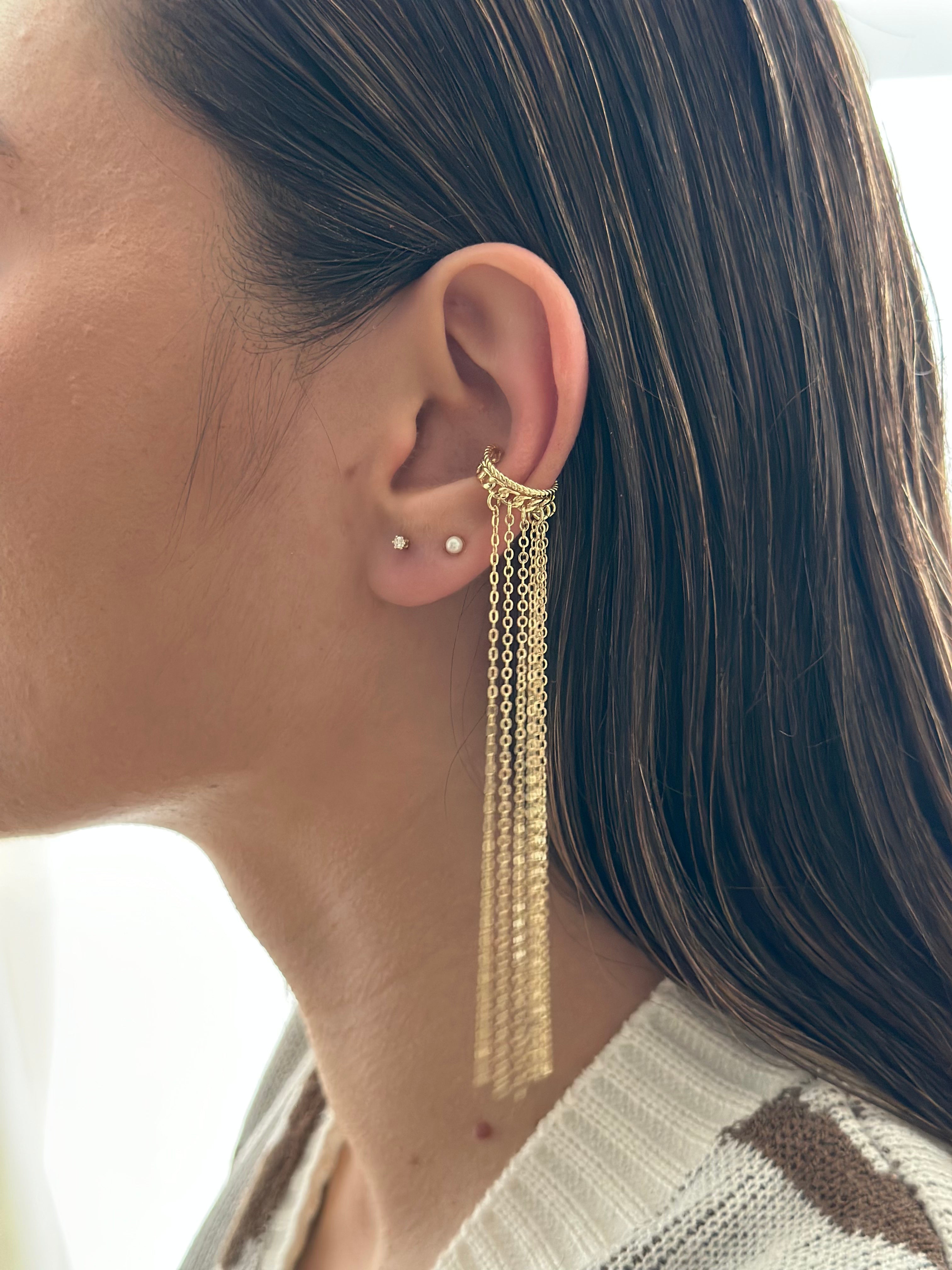 Earcuff Cadenas Rodio