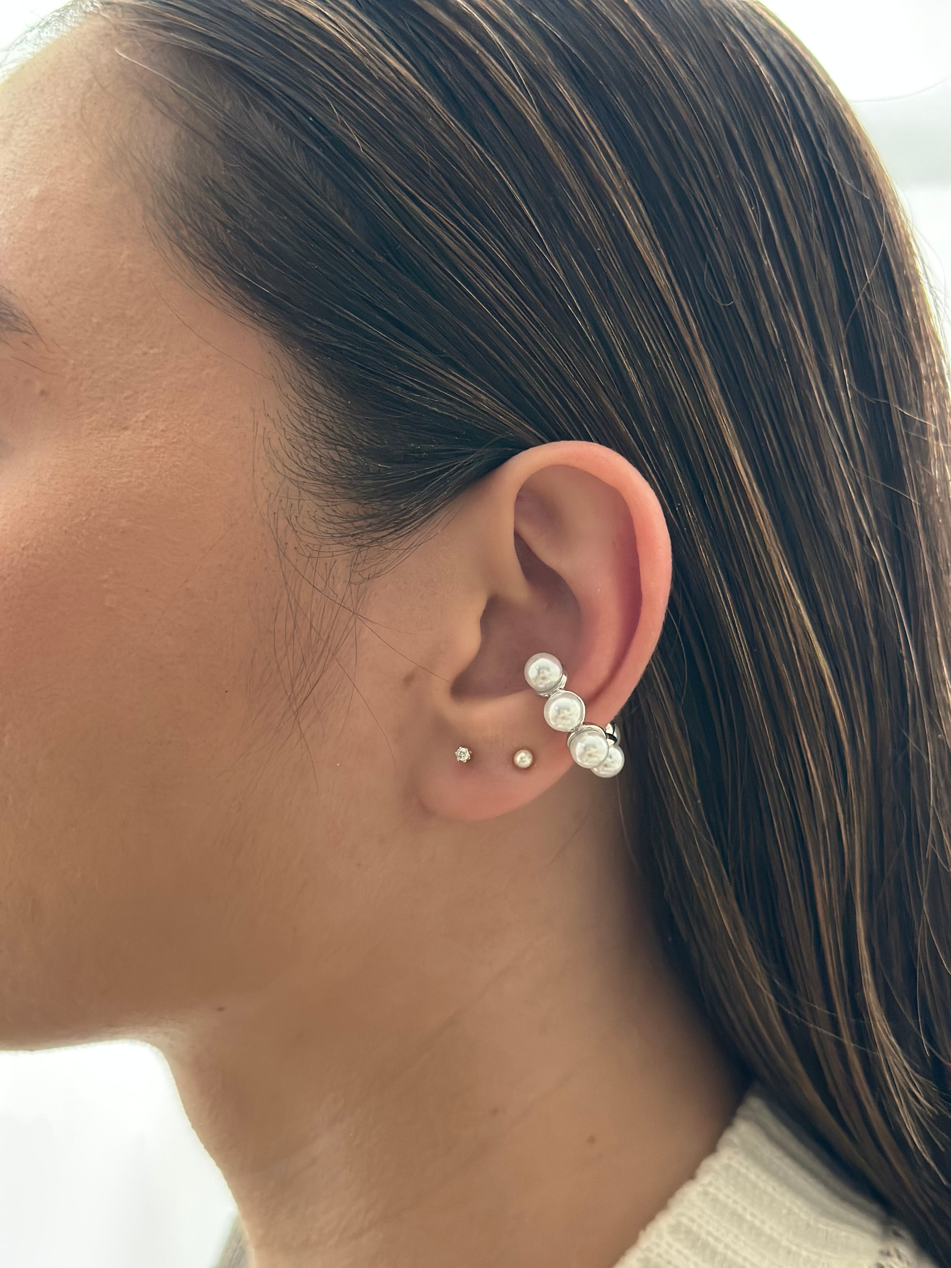 Earcuff Perlas Plateado