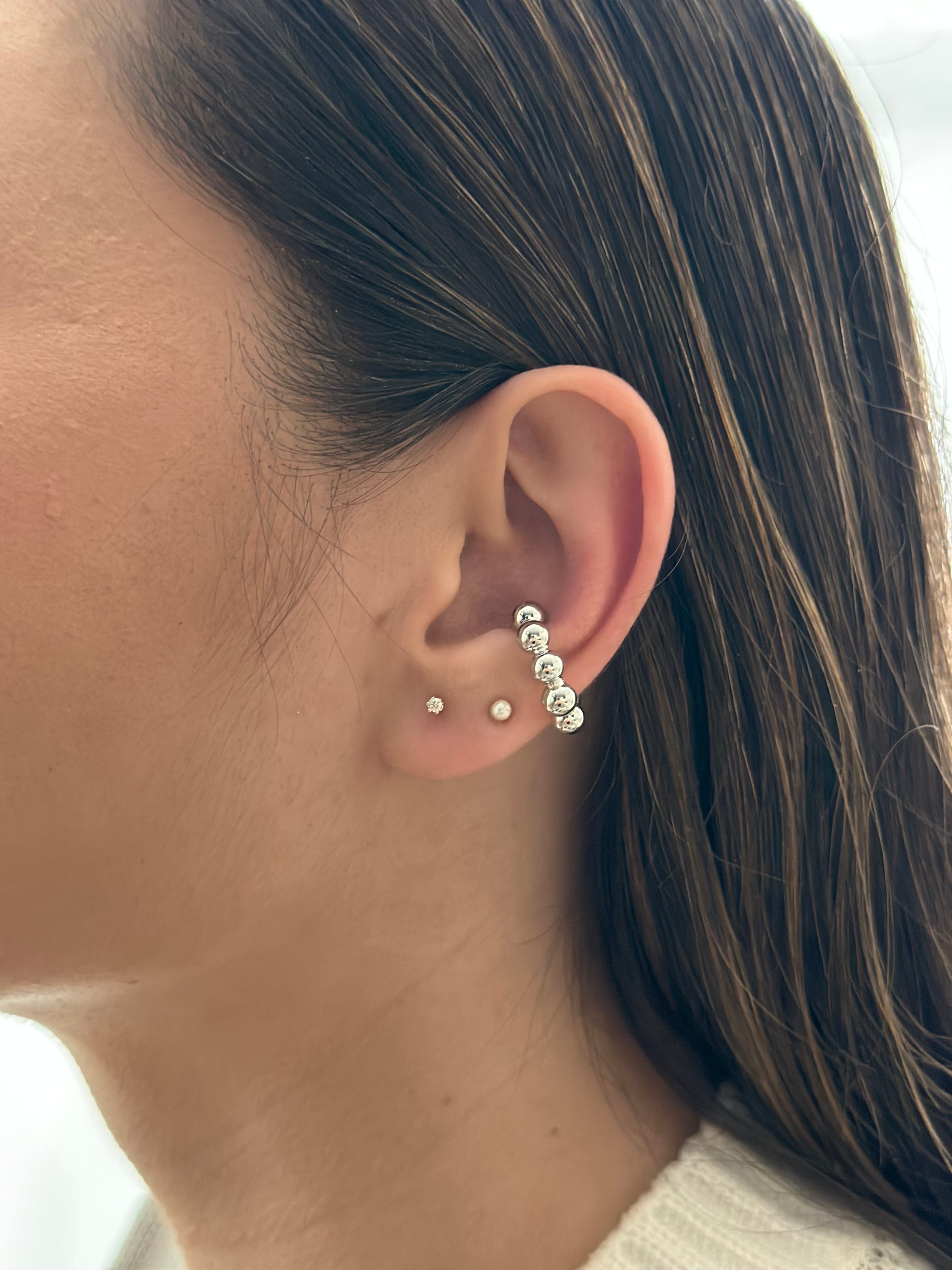 Earcuff Balines Plateado