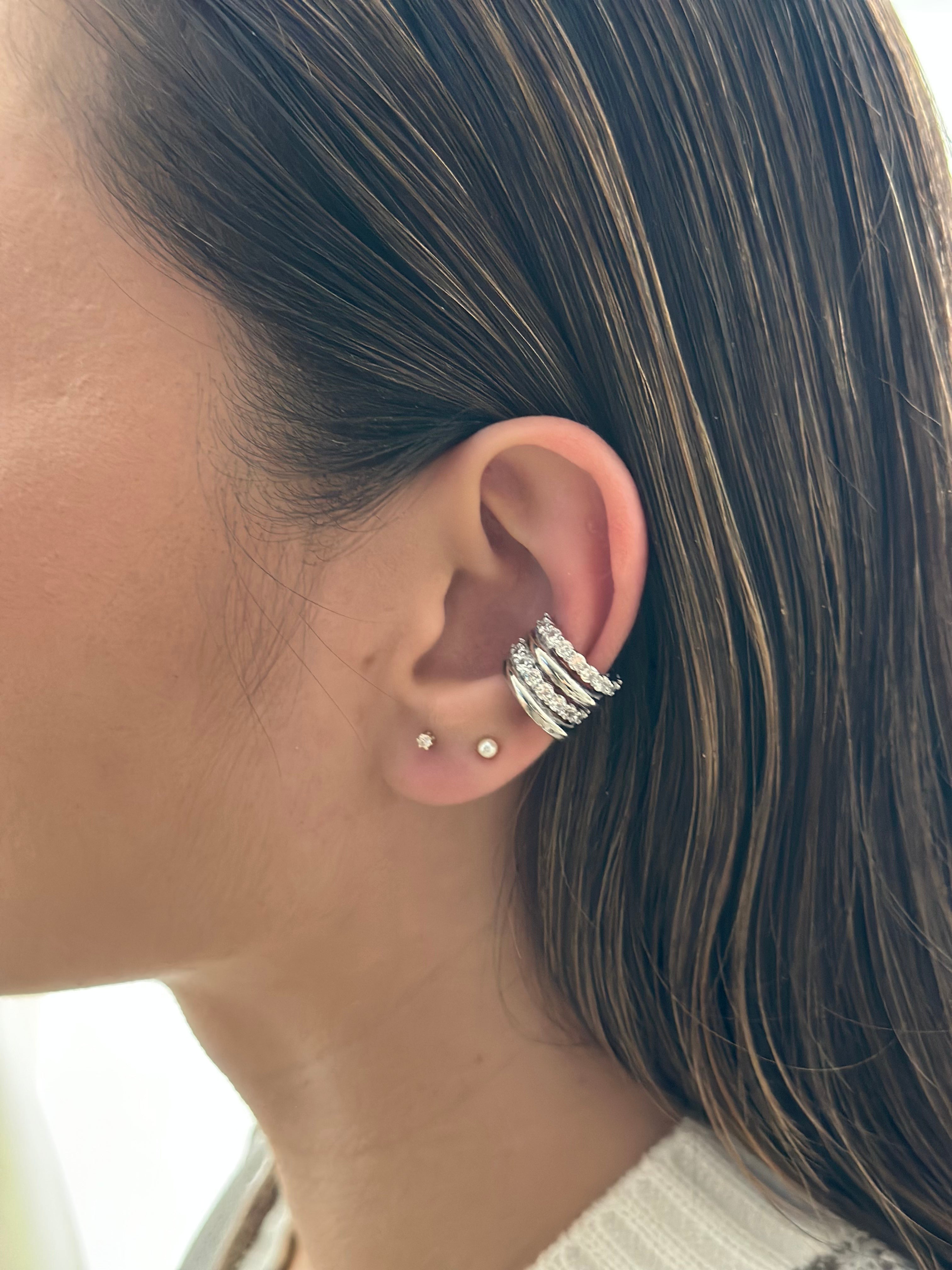 Earcuff Zircones Plateado