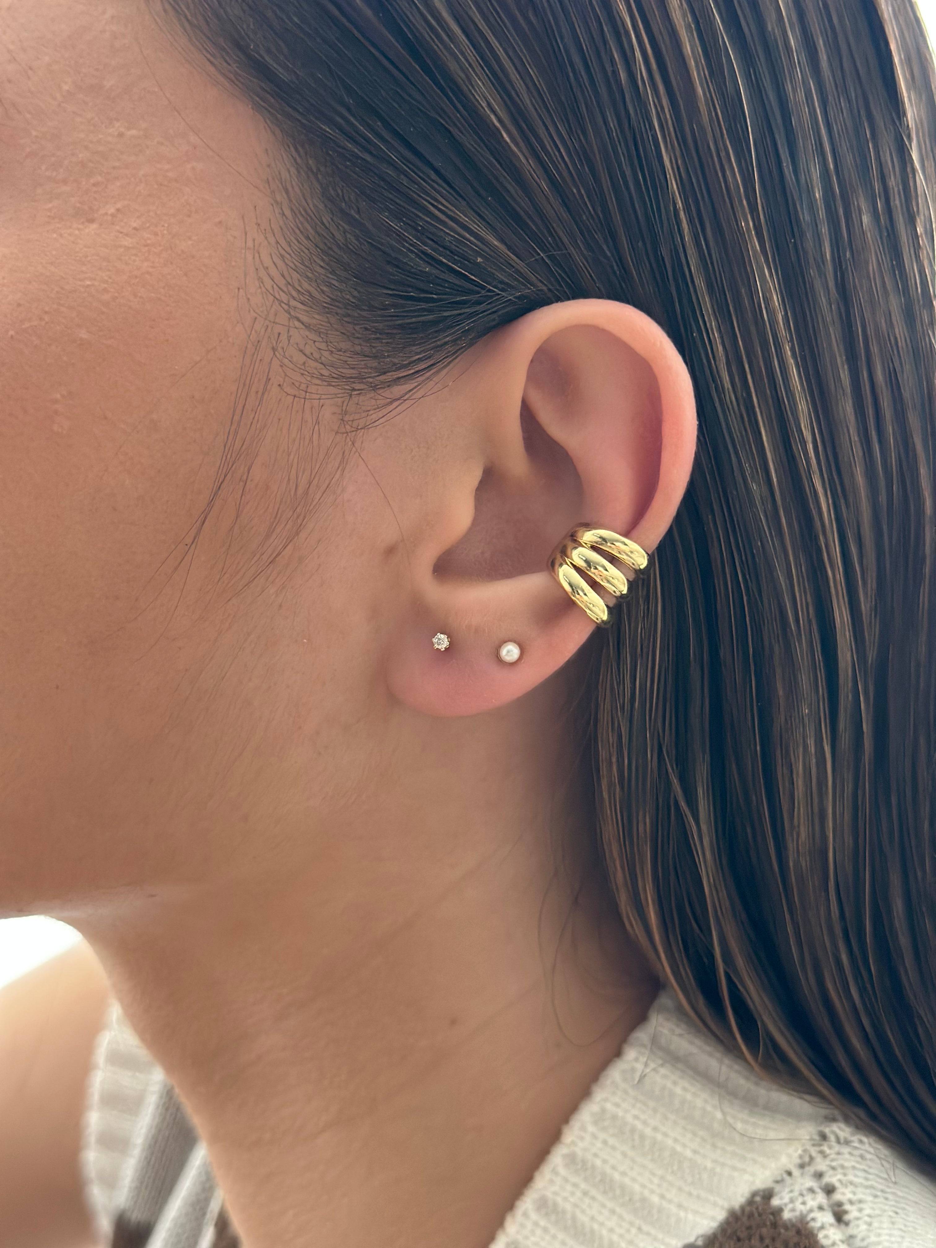 Earcuff 3 Lineas Dorado