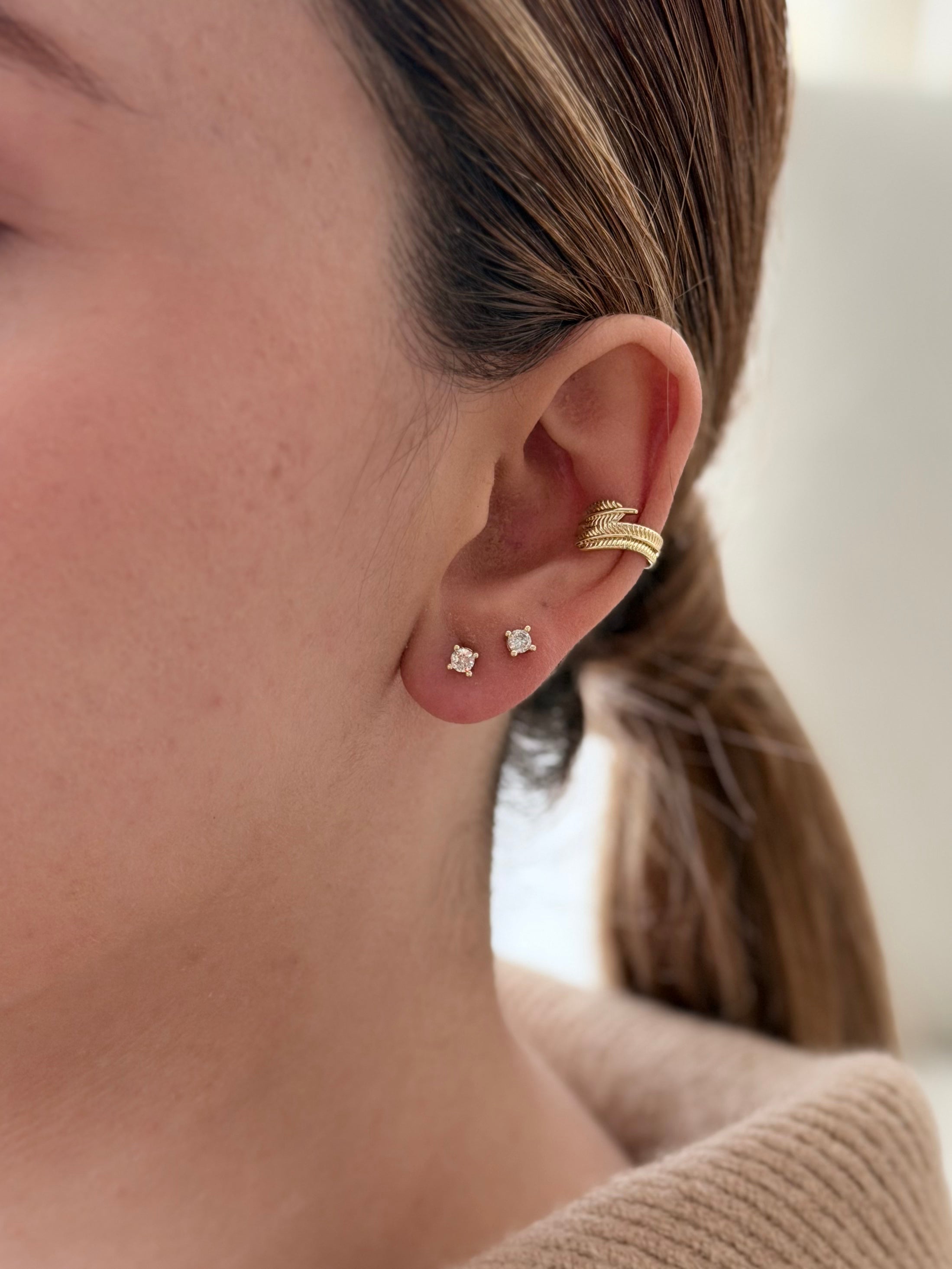 Earcuff Hoja Dorado Rodio