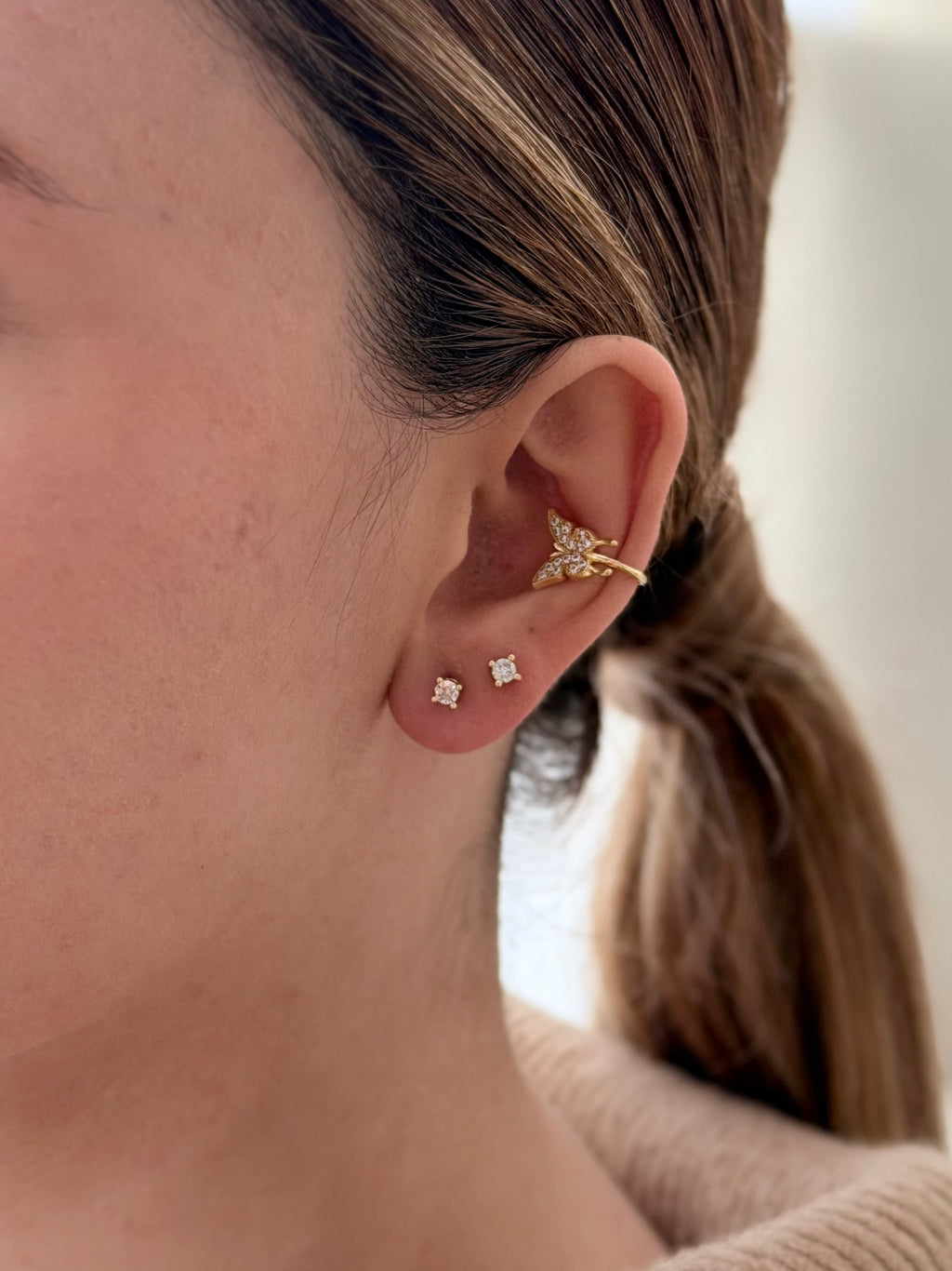 Earcuff Mariposa Microzircones Rodio