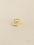 Earcuff Doble Dorado Liso Rodio
