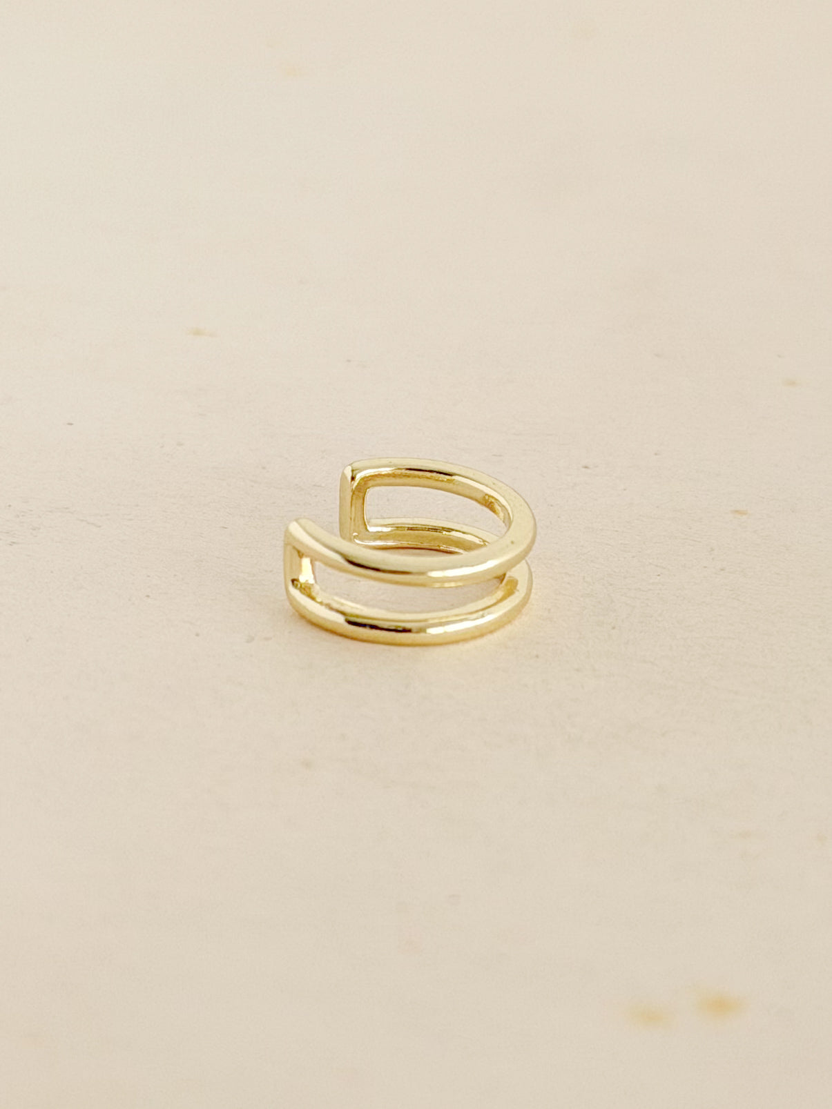 Earcuff Doble Dorado Liso Rodio