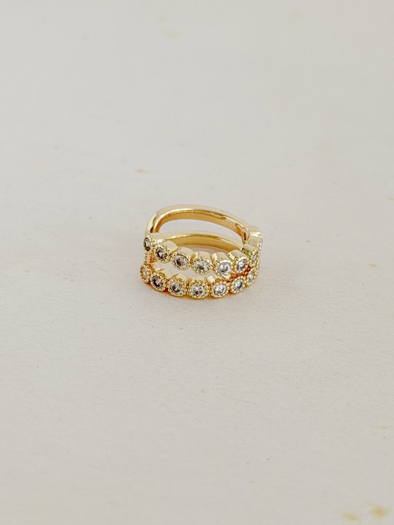 Earcuff Doble Microzircon Rodio