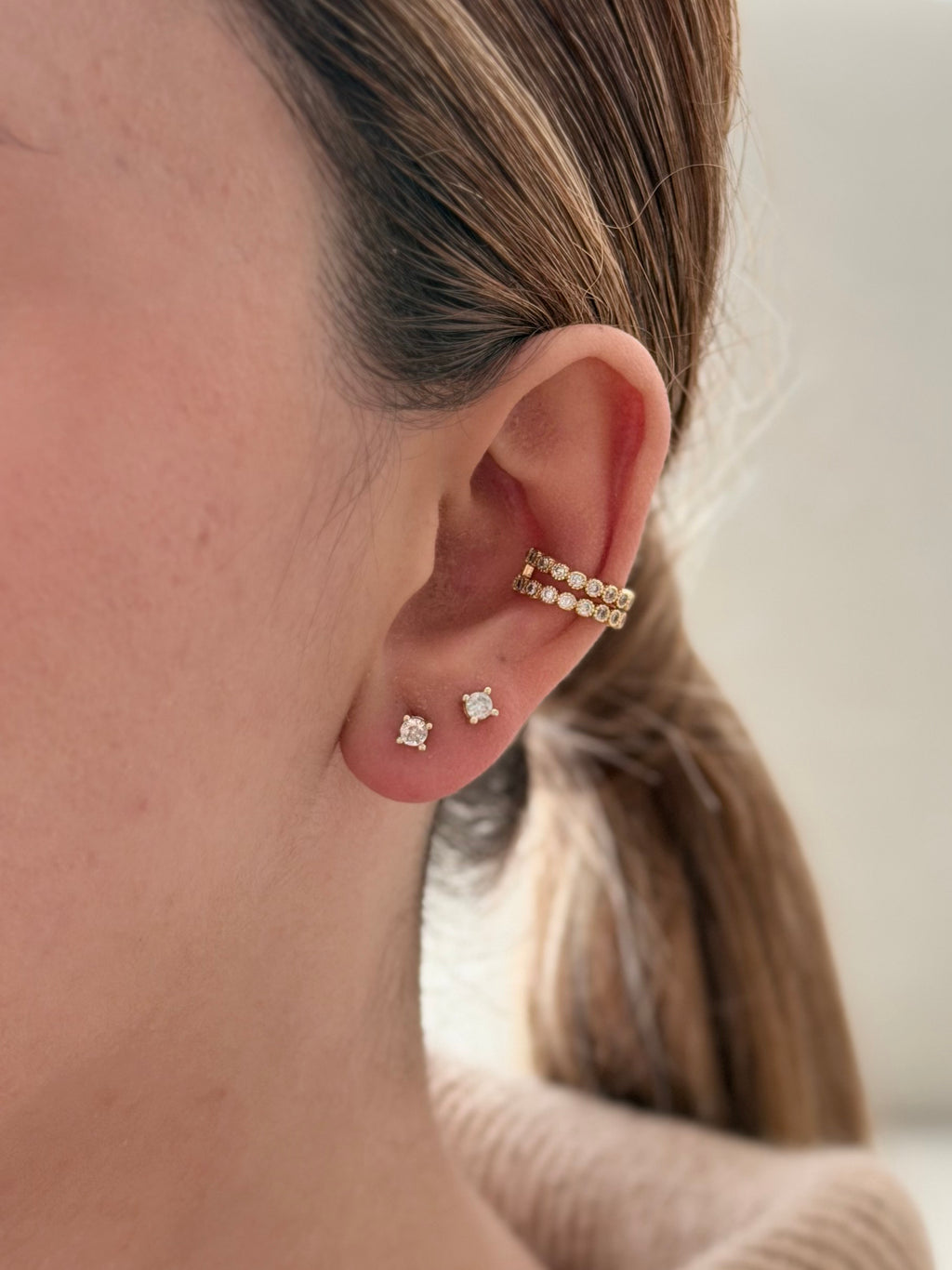 Earcuff Doble Microzircon Rodio
