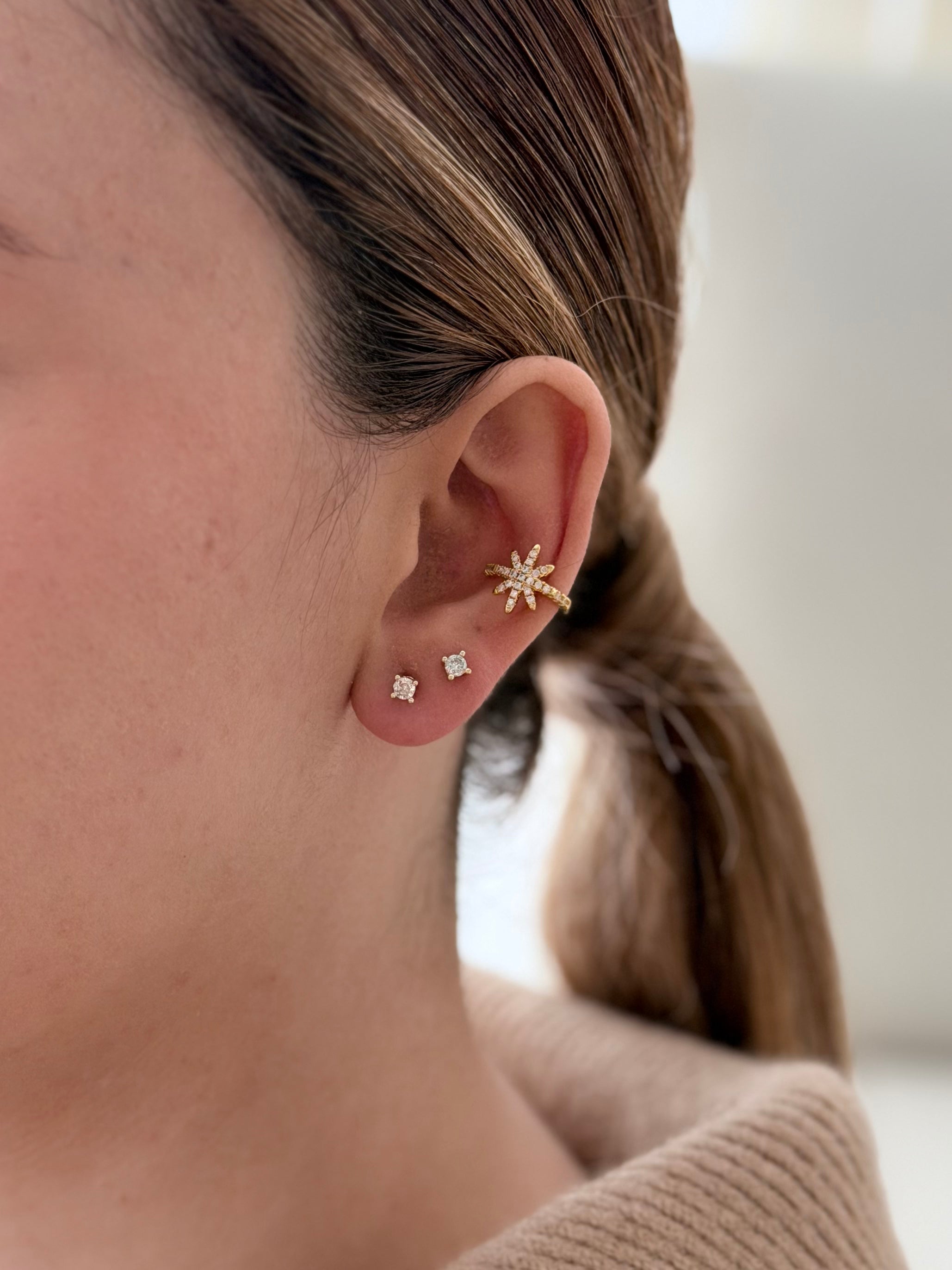 Earcuff Destello Microzircon Rodio