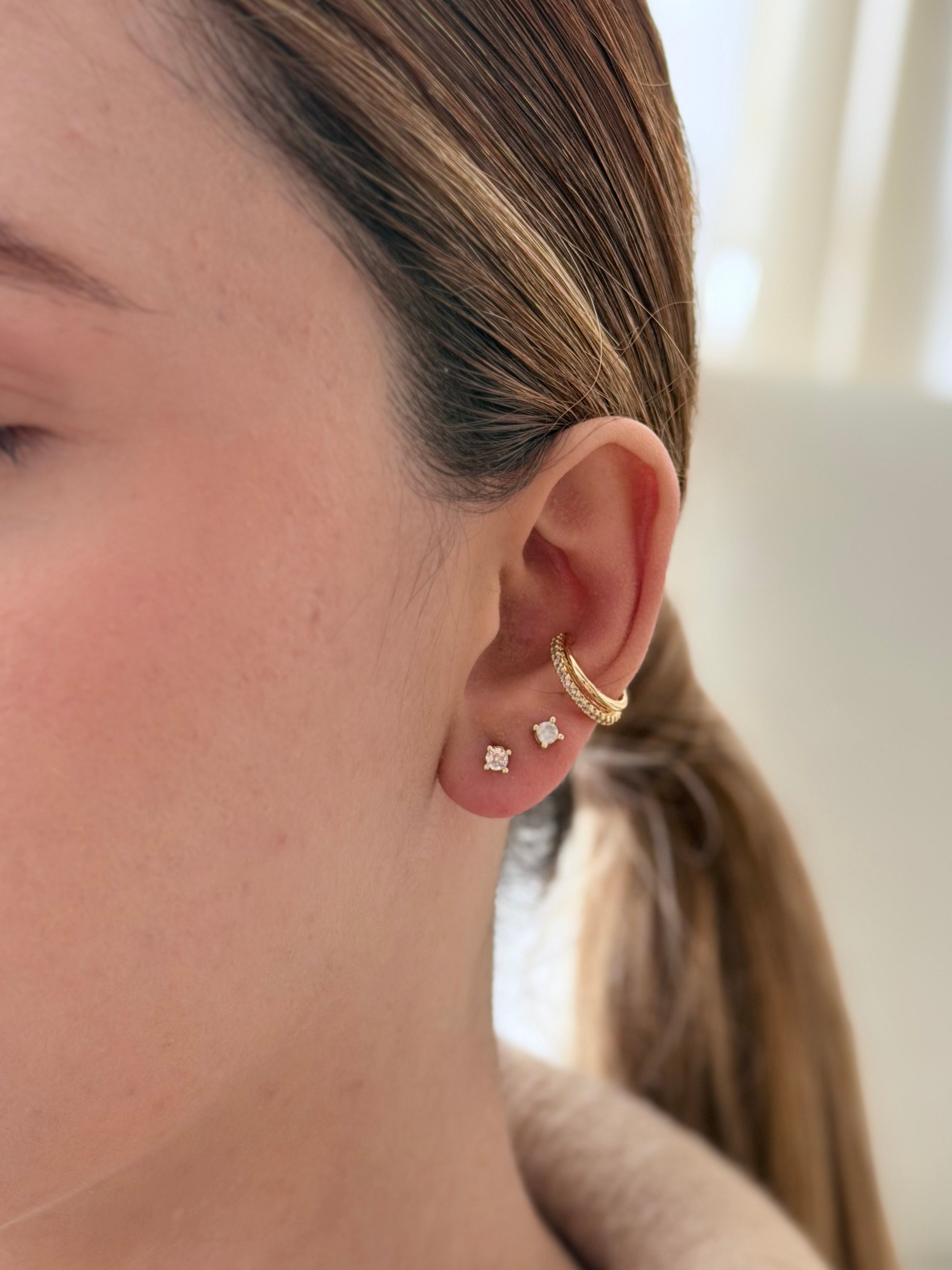 Earcuff Doble Zircones Rodio