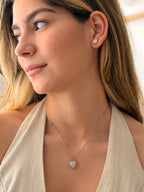 Juego Corazon Globo Microzircones Plateado