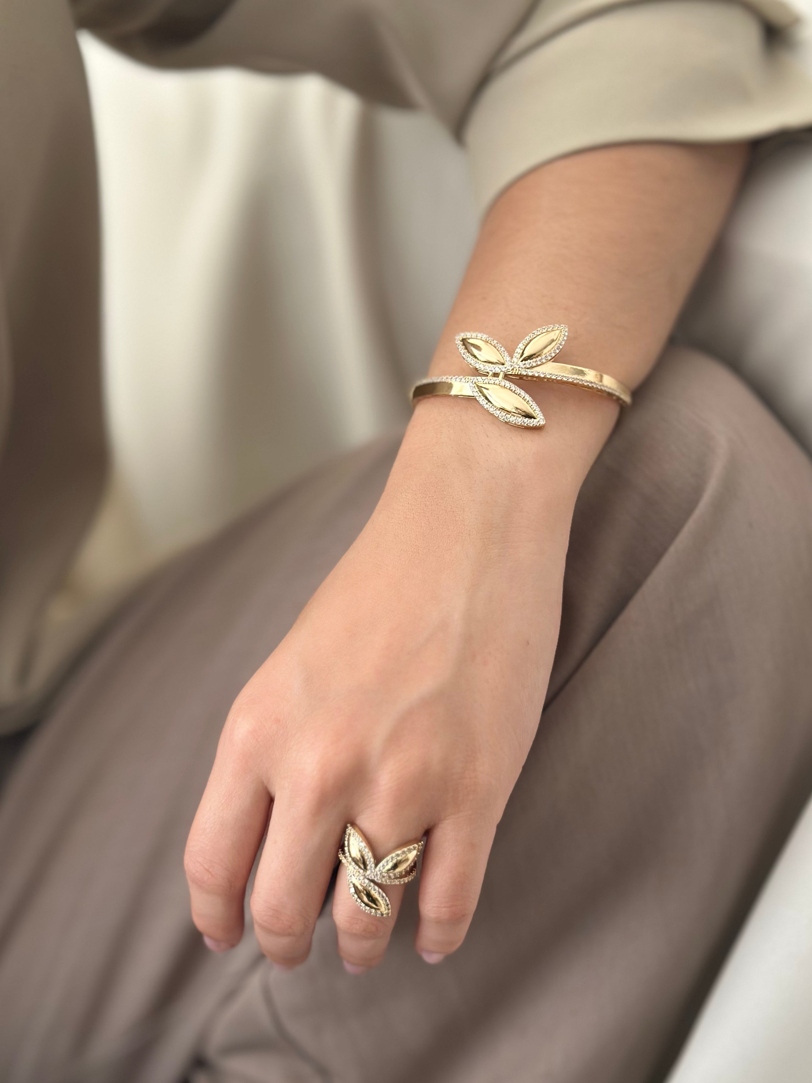 Pulsera Hojas Rodio
