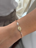 Pulsera 3 Oros Virgen Rodio