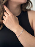 Pulsera Doble Tejido Eslabon Y Tennis Plateado