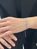 Pulsera Doble Canetillo Y Tennis Plateado