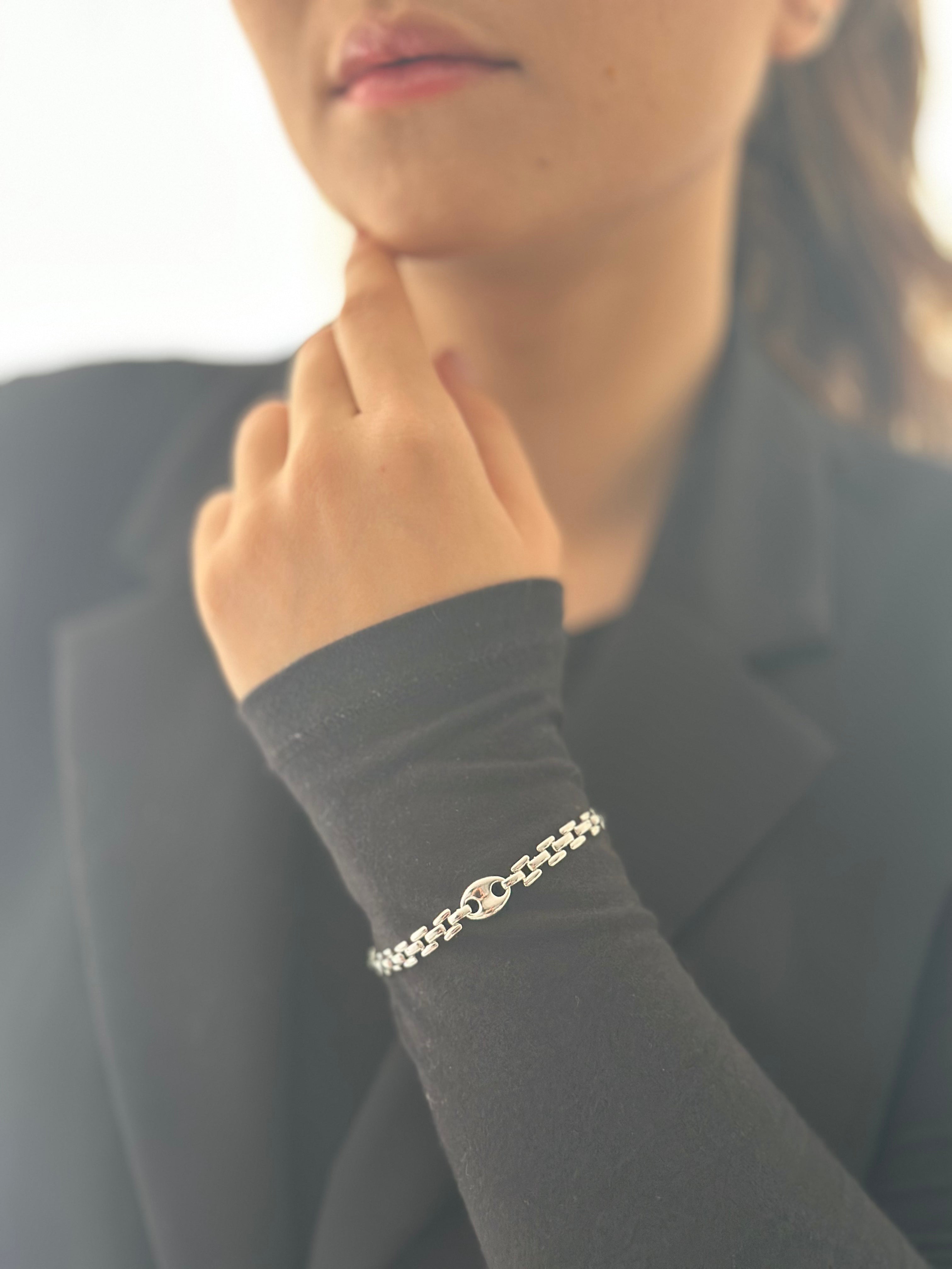 Pulsera Tejido Pantera Dije Guci Plateado