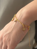 Pulsera Rodio Dijes Estrellas Dorado