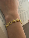 Pulsera Rodio Caracoles Zircon Dorado