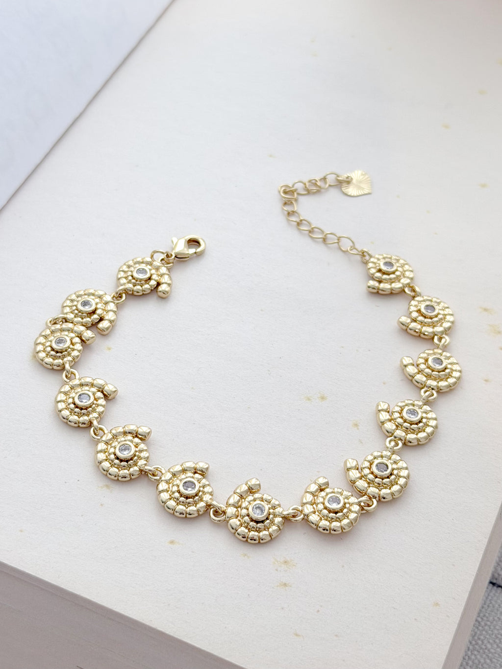 Pulsera Rodio Caracoles Zircon Dorado