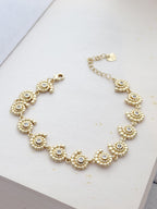 Pulsera Rodio Caracoles Zircon Dorado