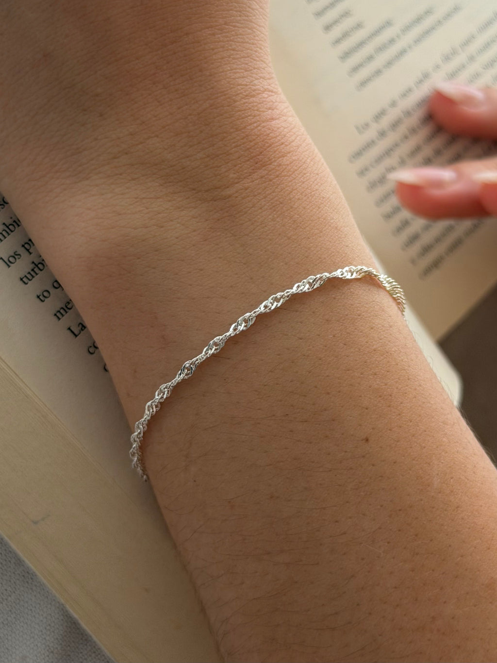 Pulsera Rodio Singapur Baño Plata