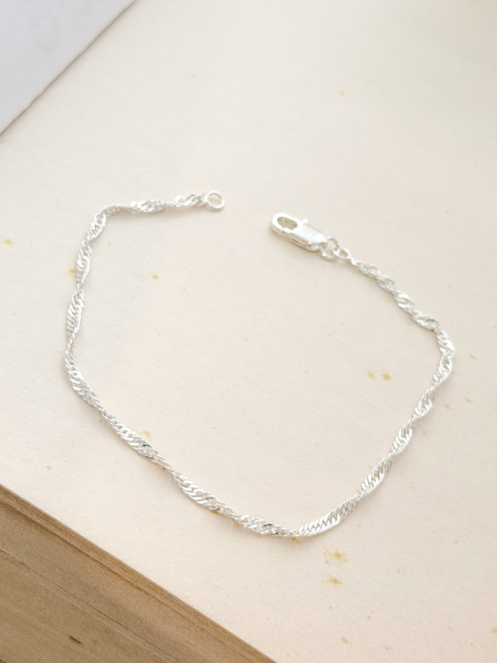 Pulsera Rodio Singapur Baño Plata