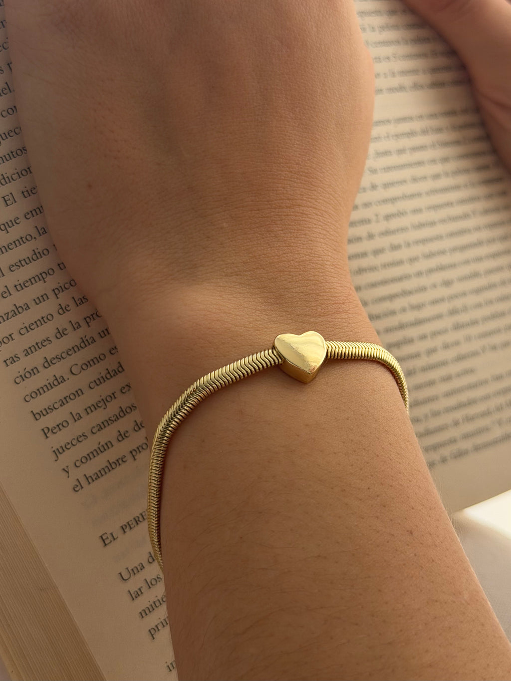 Pulsera Rodio Snake Corazón