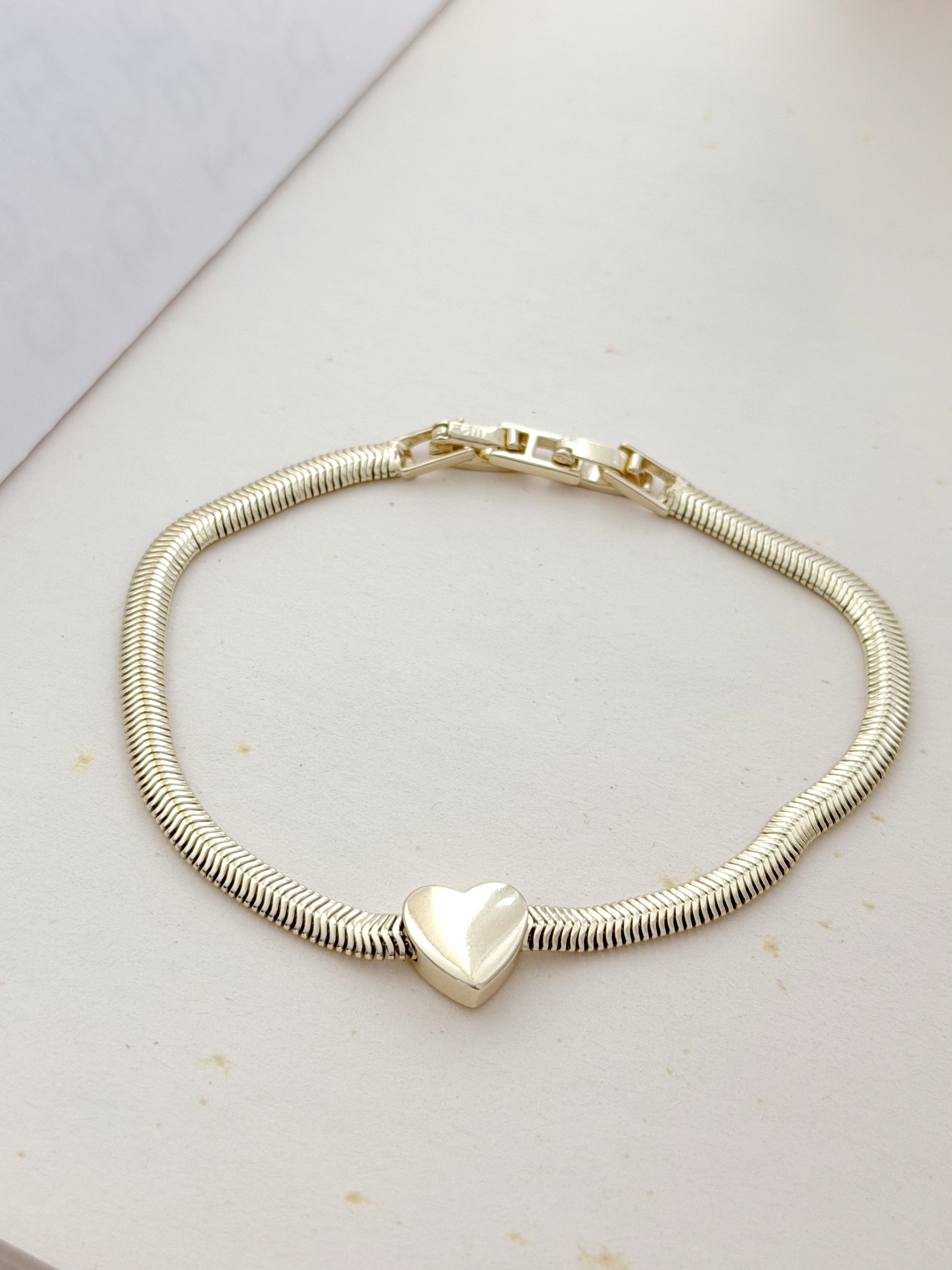 Pulsera Rodio Snake Corazón