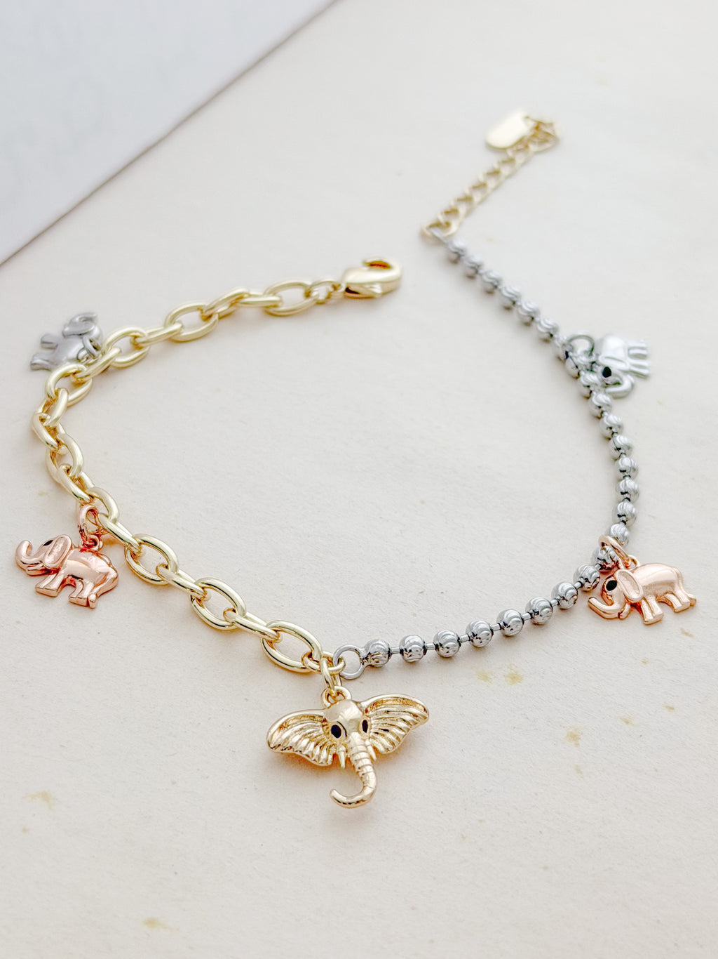 Pulsera 3 Oros Elefantes Rodio