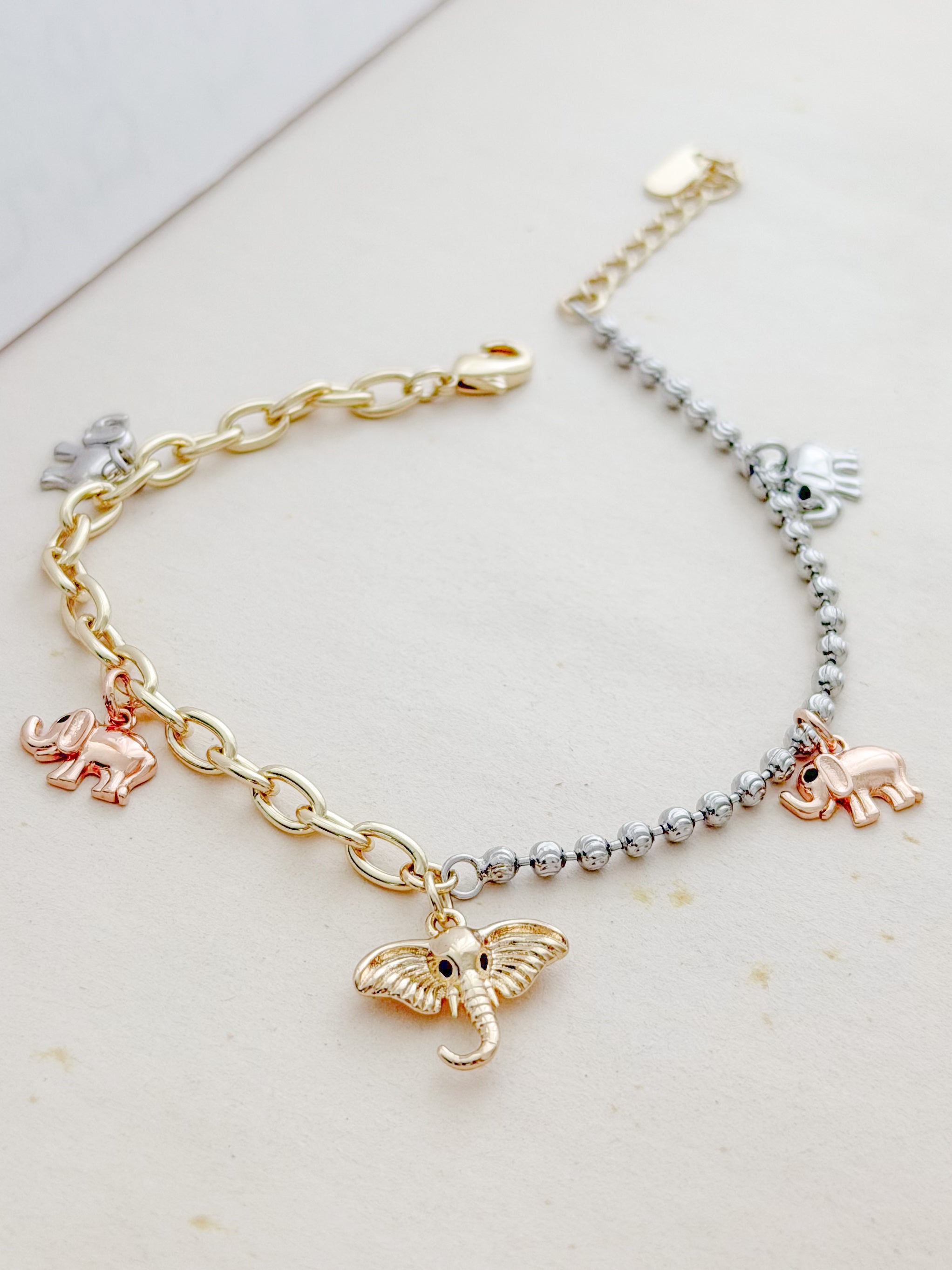 Pulsera 3 Oros Elefantes Rodio