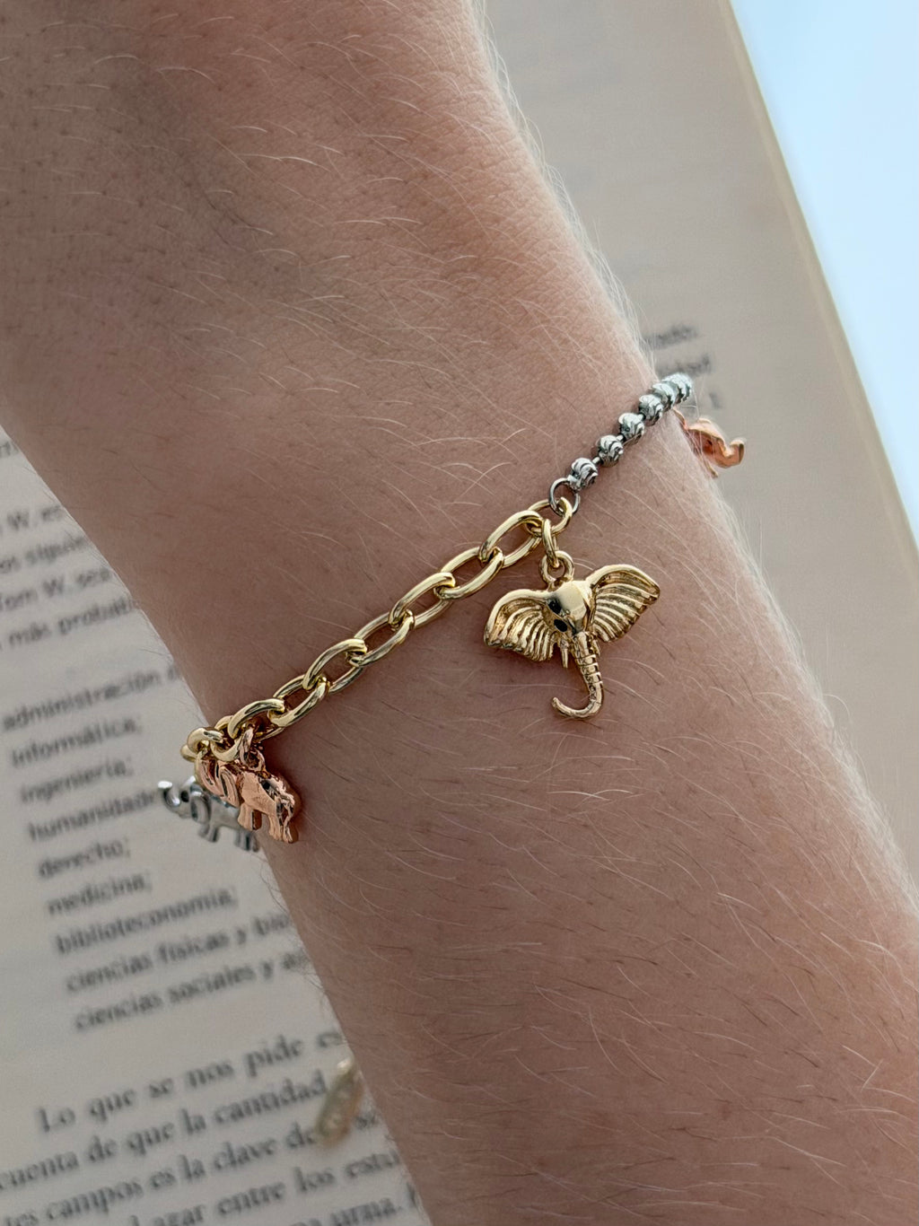 Pulsera 3 Oros Elefantes Rodio