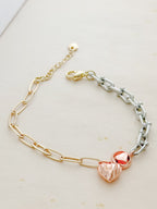 Pulsera 3 Oros Corazon Diamantado Rodio