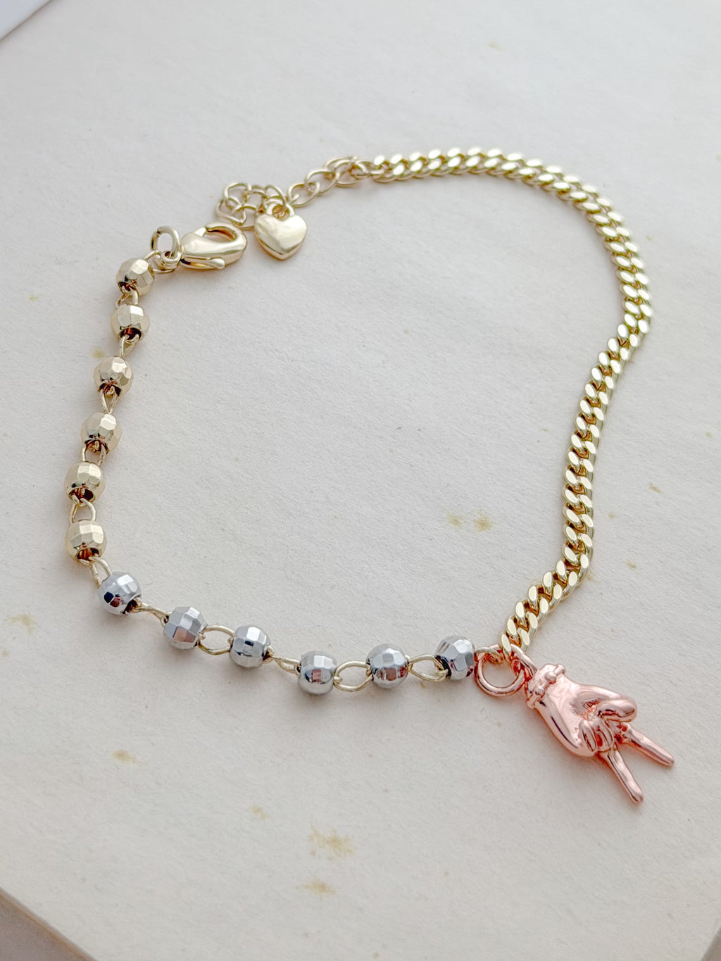 Pulsera 3 Oros Peace And Love Rodio