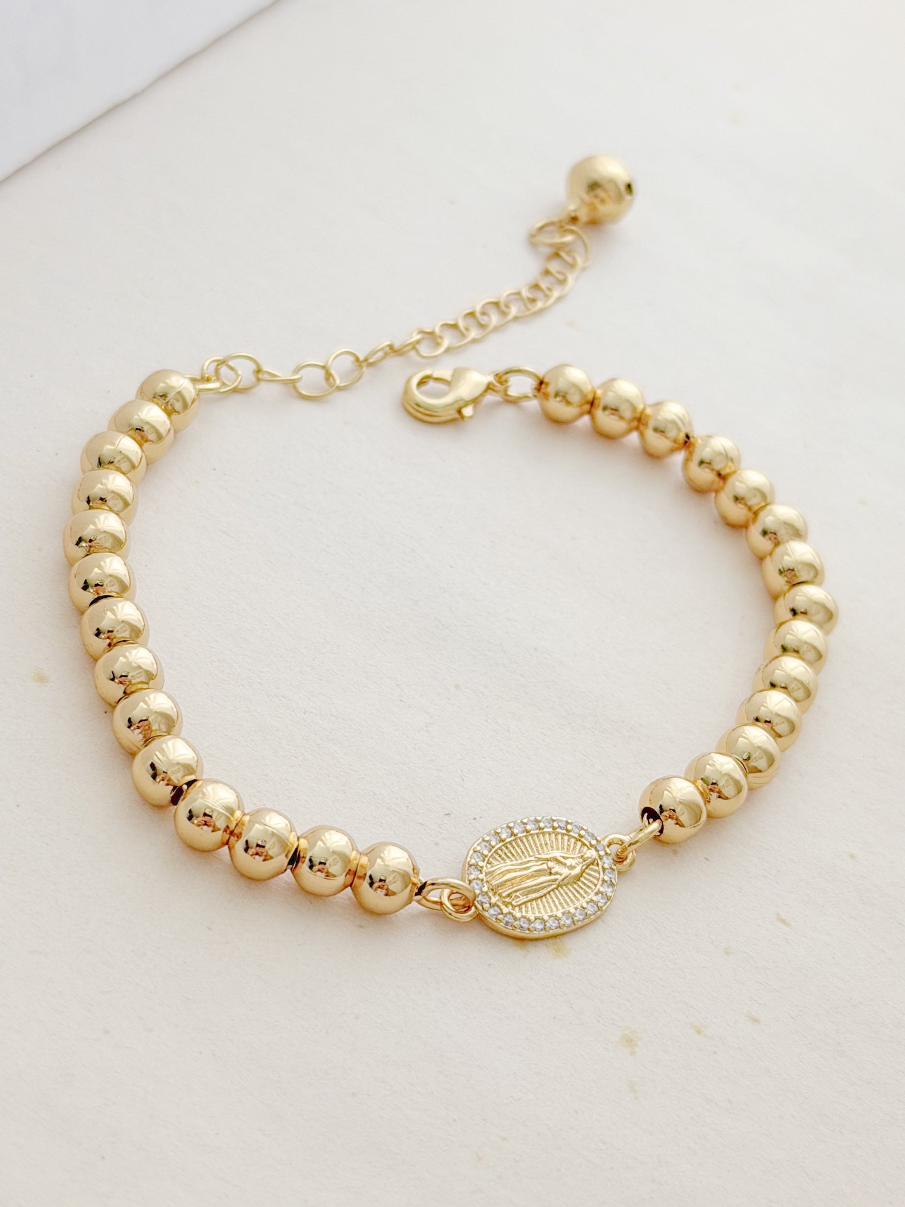 Pulsera Balines #6 Guadalupana Rodio