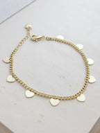 Pulsera Dijes Corazones Rodio