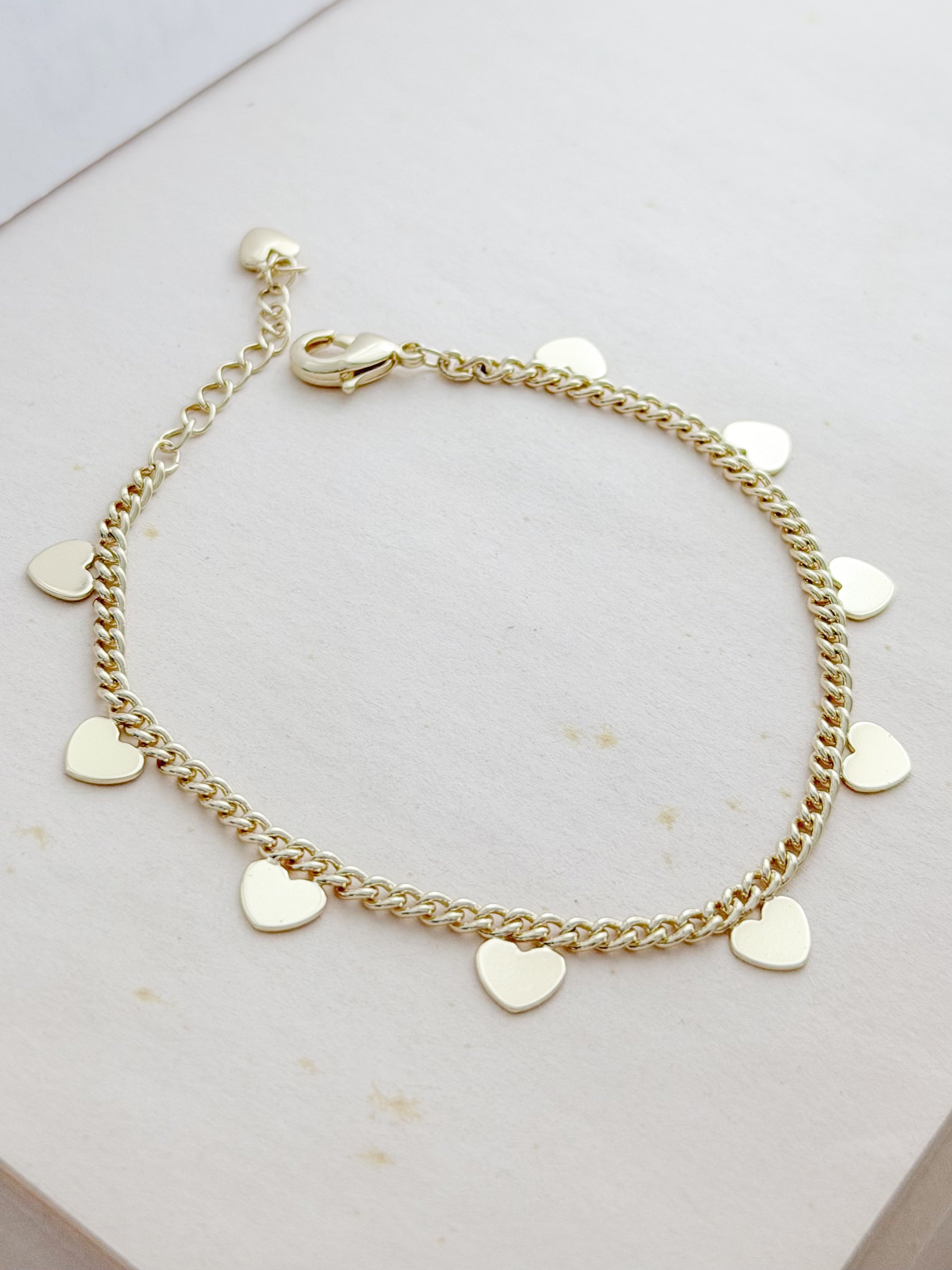 Pulsera Dijes Corazones Rodio