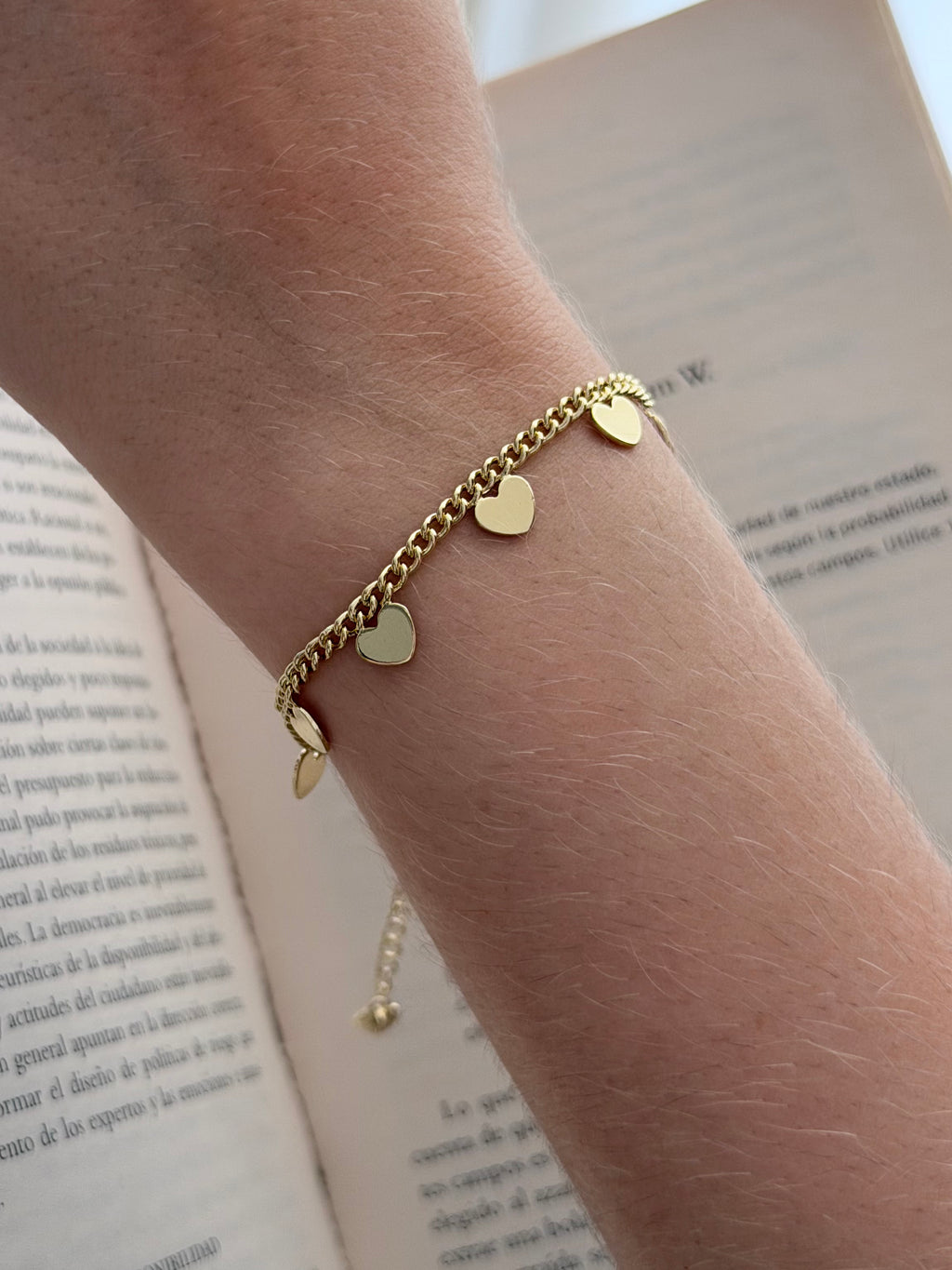 Pulsera Dijes Corazones Rodio