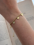 Pulsera Dijes Corazones Rodio