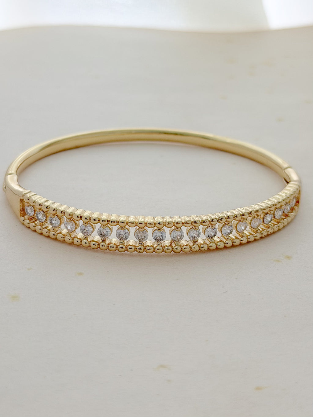 Pulsera Aro Mini Balines Zircon Rodio