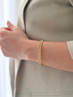Pulsera Aro Mini Balines Zircon Rodio