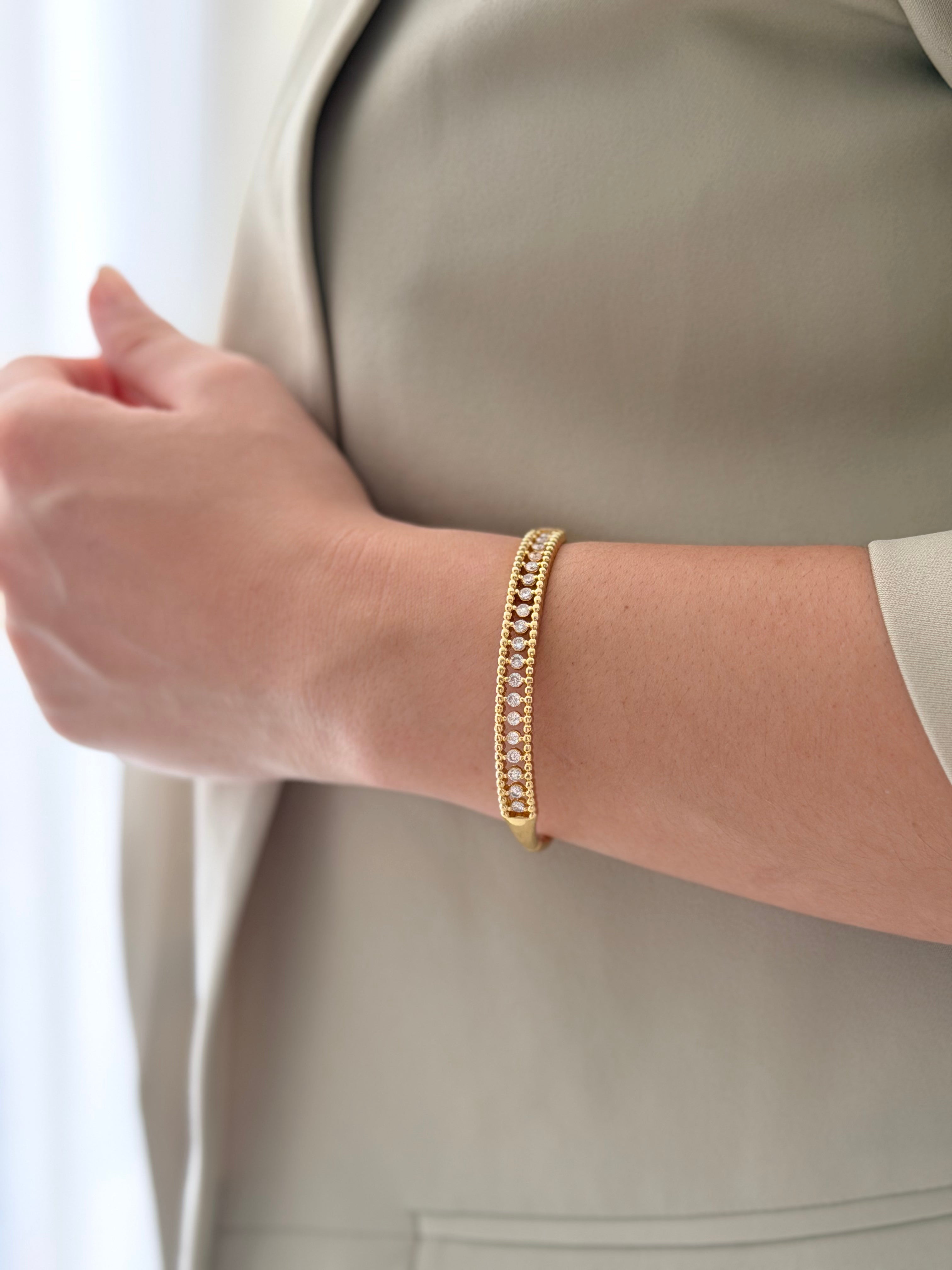 Pulsera Aro Mini Balines Zircon Rodio