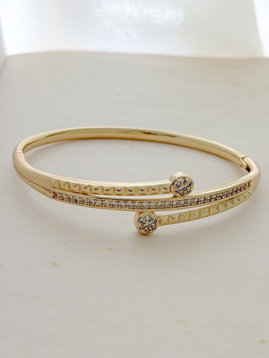 Pulsera Aro Diamantada Microzircones Rodio