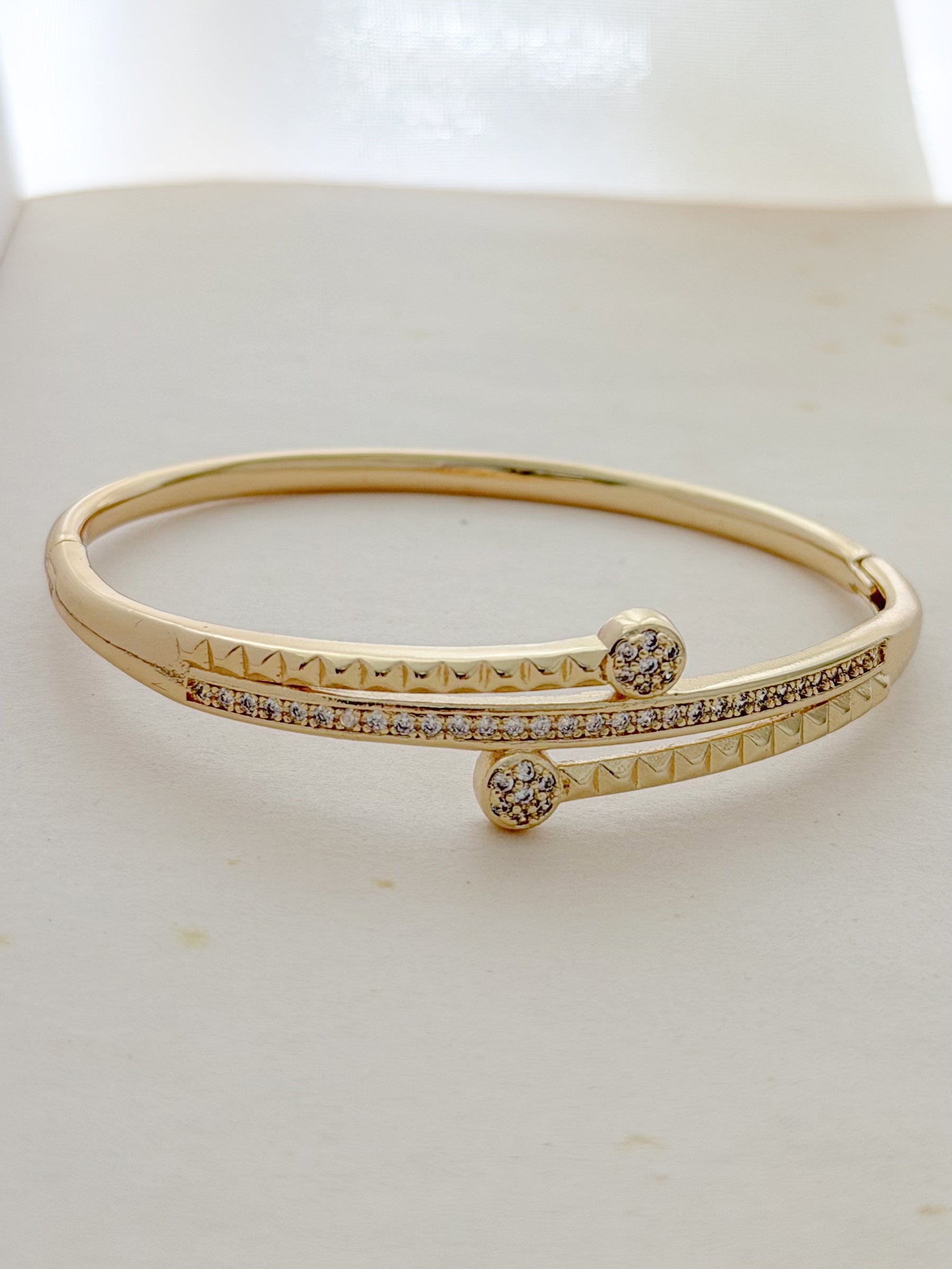 Pulsera Aro Diamantada Microzircones Rodio