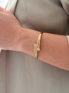 Pulsera Aro Diamantada Microzircones Rodio