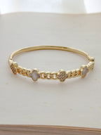 Pulsera Aro Vc Nacar Zircones Rodio