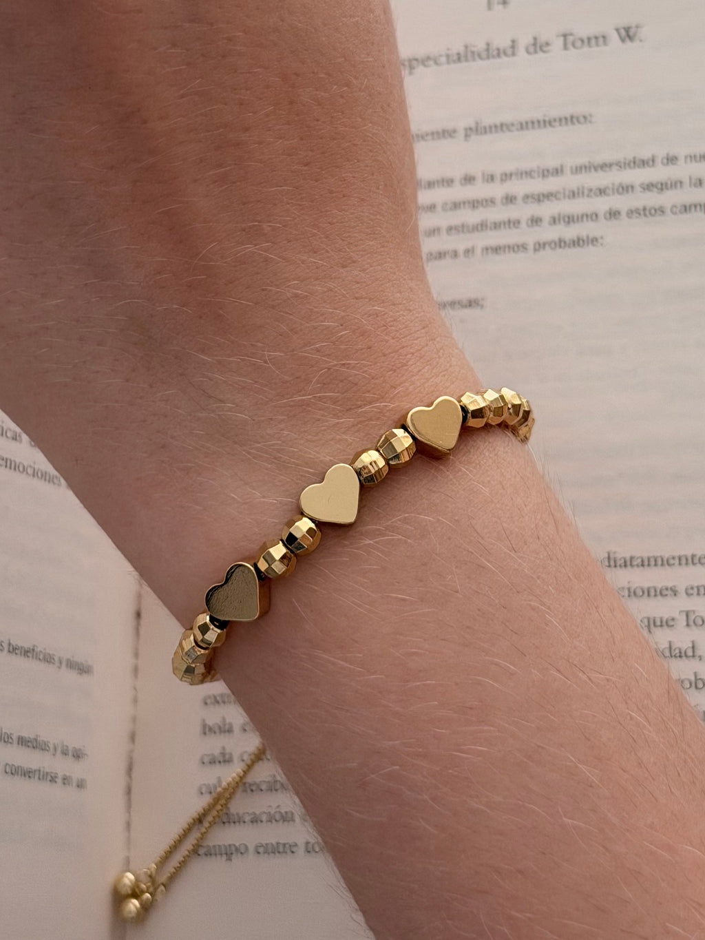 Pulsera Balin Diamantado #6 Corazon Graduable Rodio