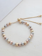 Pulsera Balin Diamantado 3 Oros Rodio
