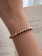 Pulsera Balin Diamantado 3 Oros Rodio
